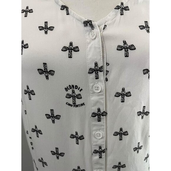 By Junkfood blondie camp Funtime white dress button down size XL - Picture 4 of 9